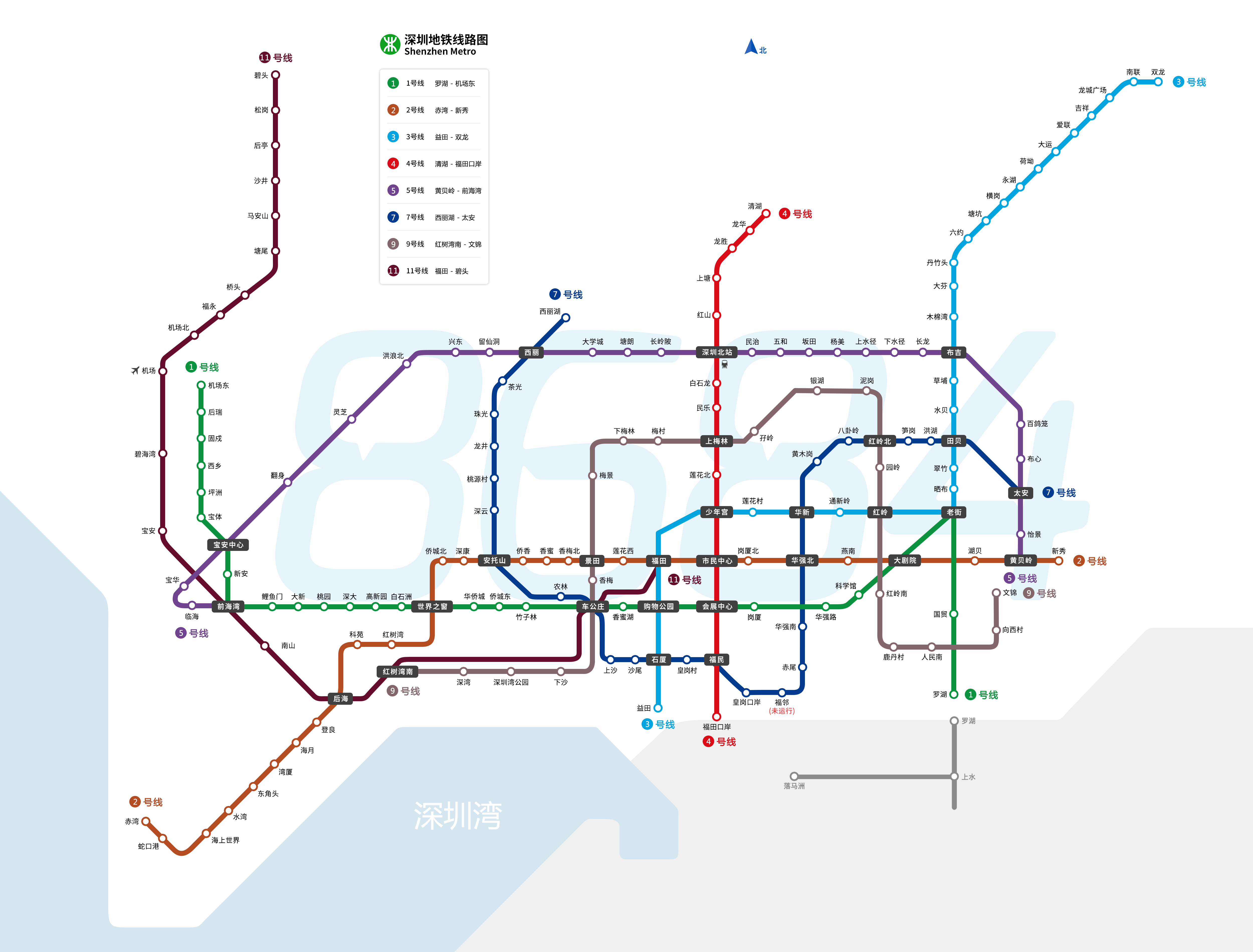 广州地铁路线图, 深圳地铁线路图呢度有喔.